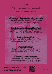 Photo of Wildflower Book Club – Ages 0-5 – Free hot drink and childrens book – Purley Beeches