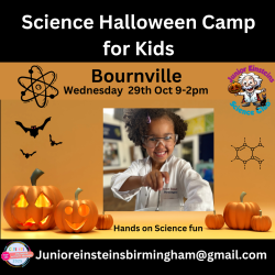 Photo of Bournville Halloween One day Half Term Science Camp!  Fun hands on Science camp for Primary age children in Bournville, Birmingham.