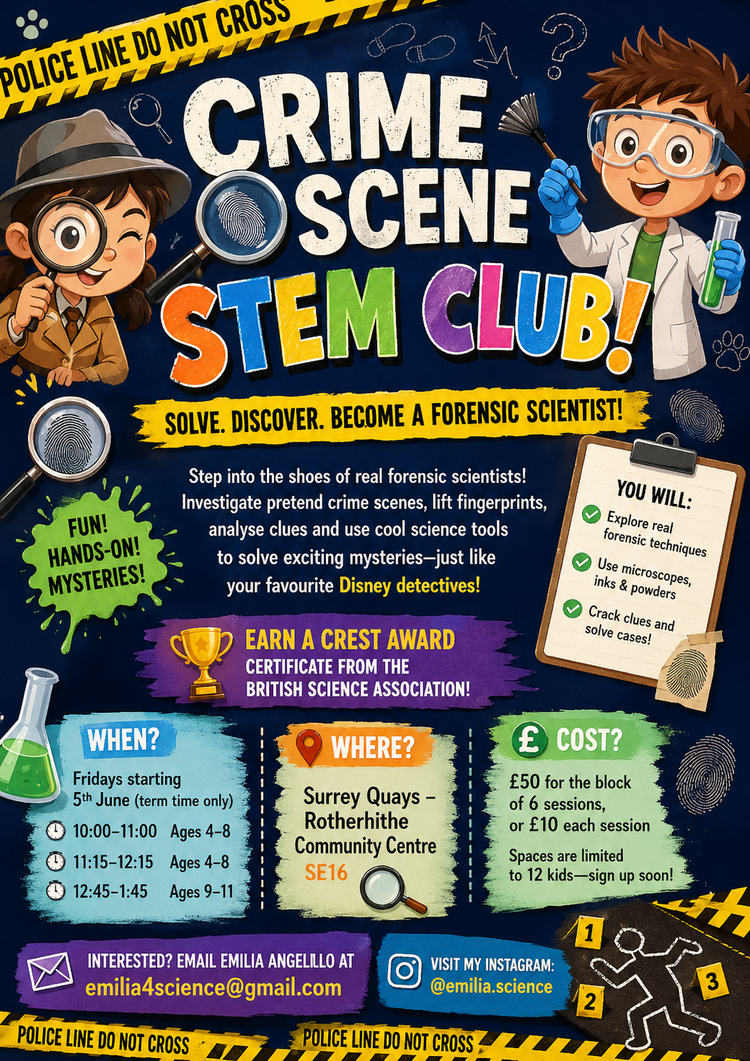 Home Educated children STEM club – Crime scene investigations